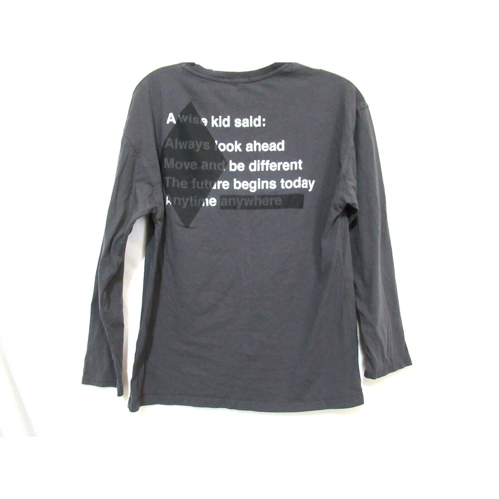 ZARA Boy's Size 11-12 Gray‎ Future Begins Today Long Sleeve T-Shirt